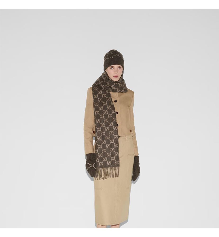 Bonnet en cachemire  - Marron et beige