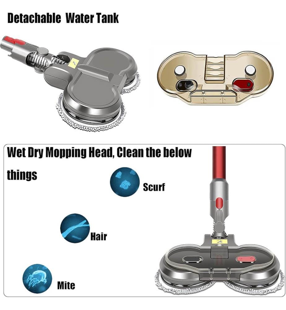 Powered Turbo Reinigungsbürste Kompatibel mit Dyson Staubsaugern (V7 V8 V10 V11 V15) - Grau