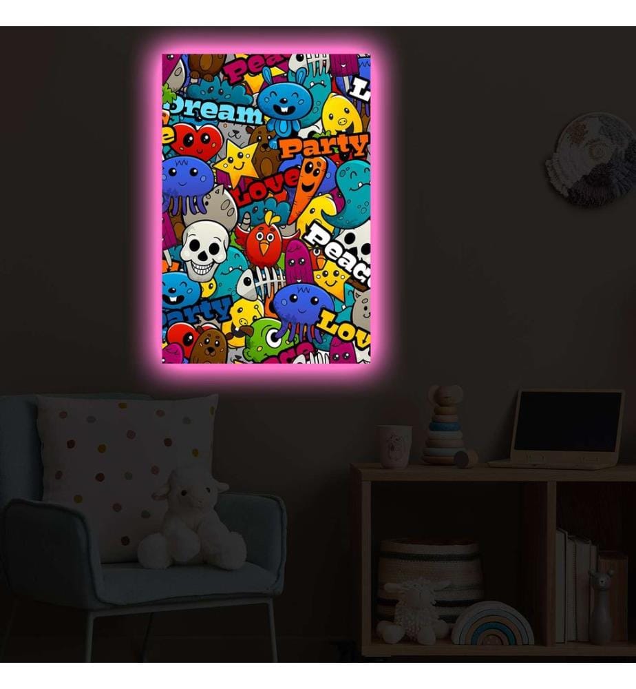 Dekoratives LED-beleuchtetes Leinwandbild, 100 % Leinwand, mehrfarbig