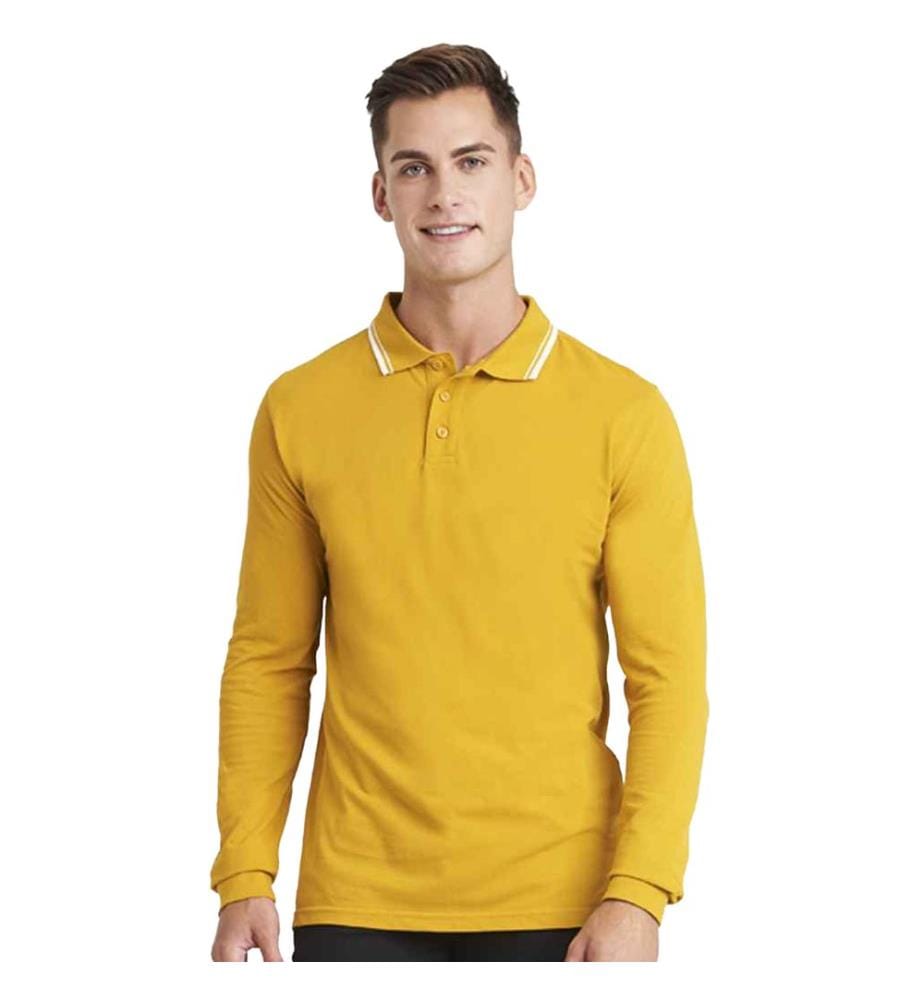 Awdis - Poloshirt Mit kontrastfarbenen Streifen für Herren  Langärmlig