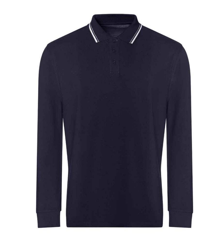 Awdis - Poloshirt Mit kontrastfarbenen Streifen für Herren  Langärmlig