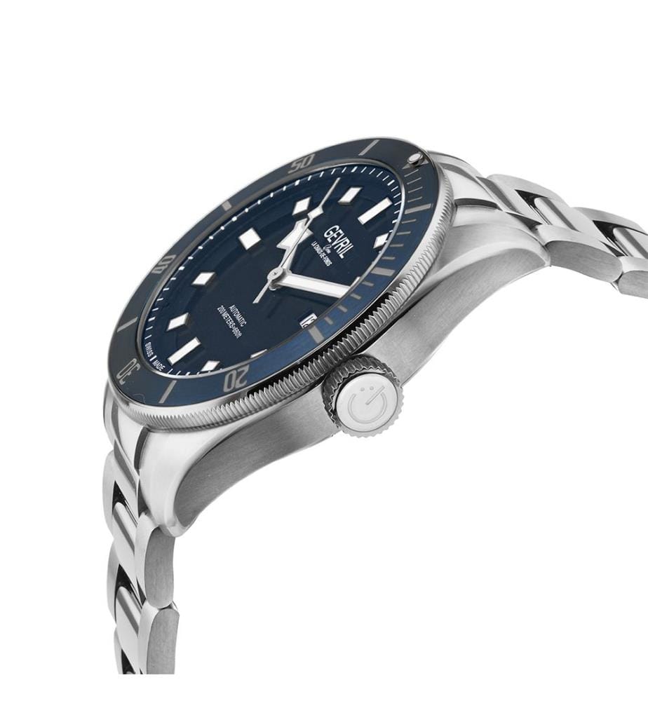 Montre Automatique Yorkville avec bracelet en Acier Inoxydable - Argent et Bleu