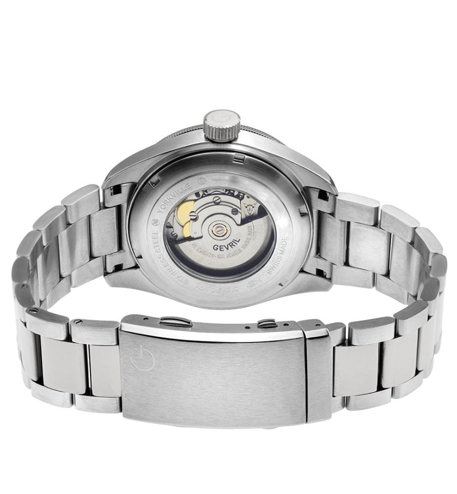 Montre Automatique Yorkville avec bracelet en Acier Inoxydable - Argent et Bleu