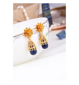 Boucles d'oreilles in lapis e zircone - Blu e bianco