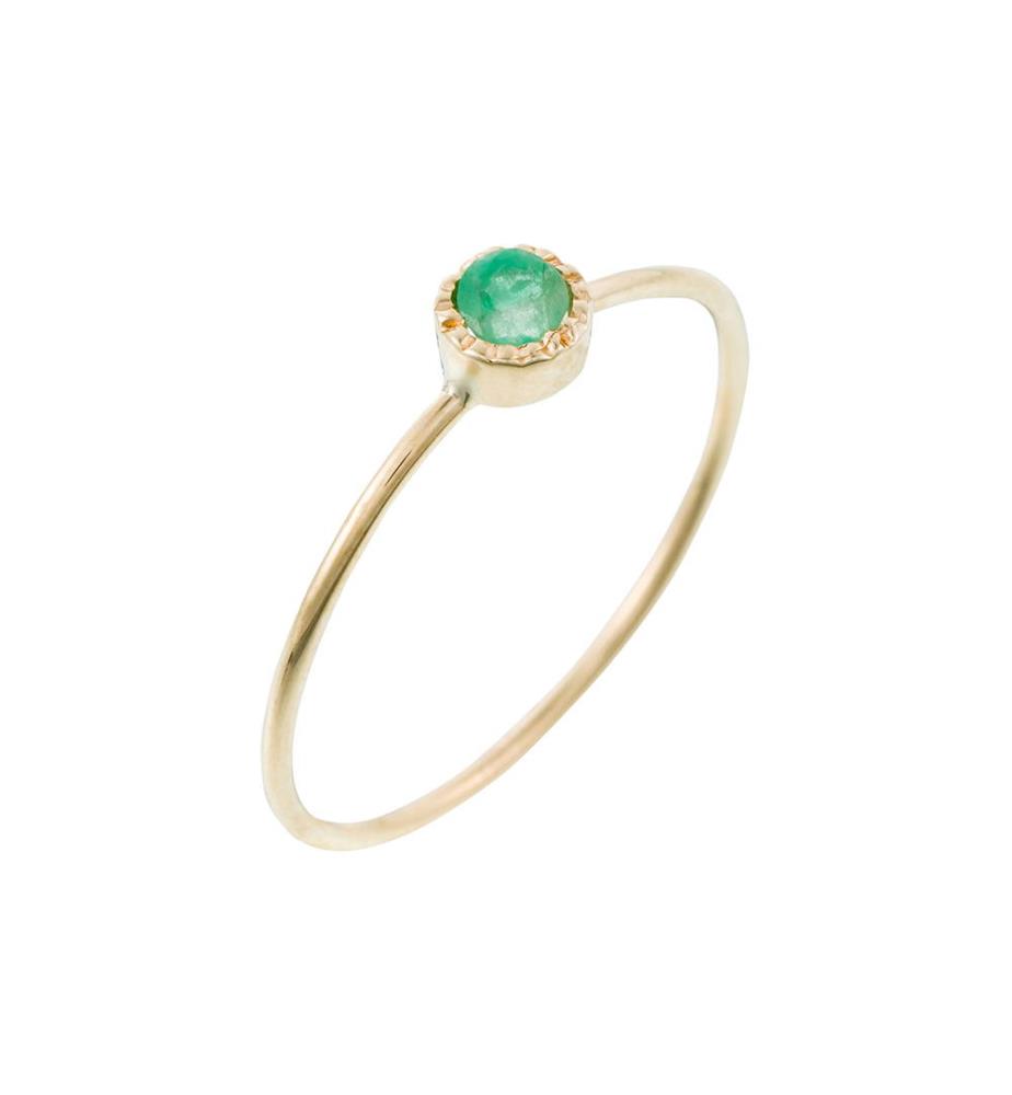 Bague Rond Emeraude - Doré et Vert