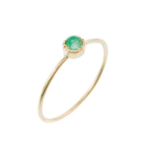 Bague Rond Emeraude - Doré et Vert