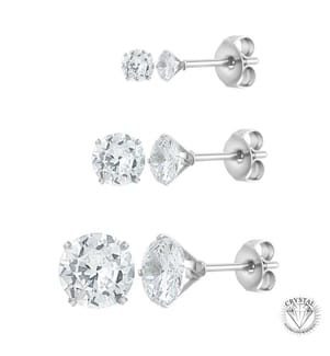 Set di 3 paia di orecchini in acciaio inossidabile - Placcati in argento