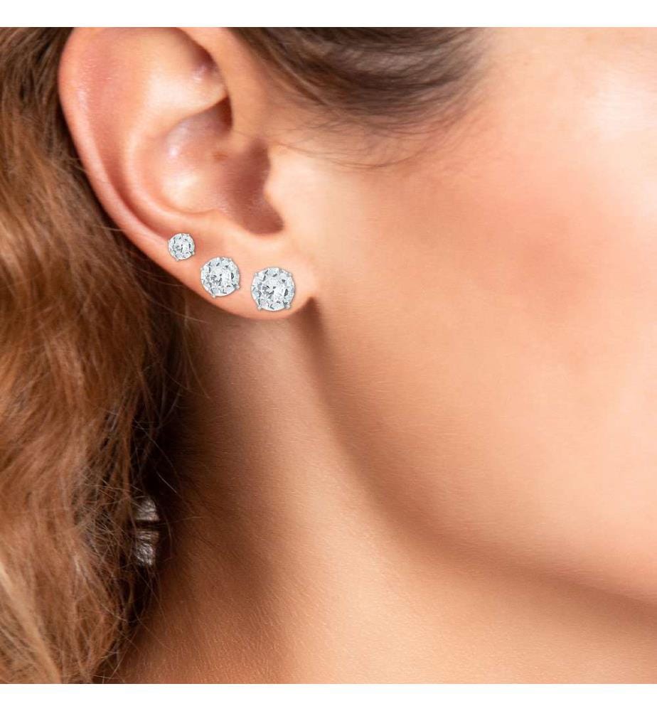 Set of 3 pairs of stainless steel earrings - Silver plated