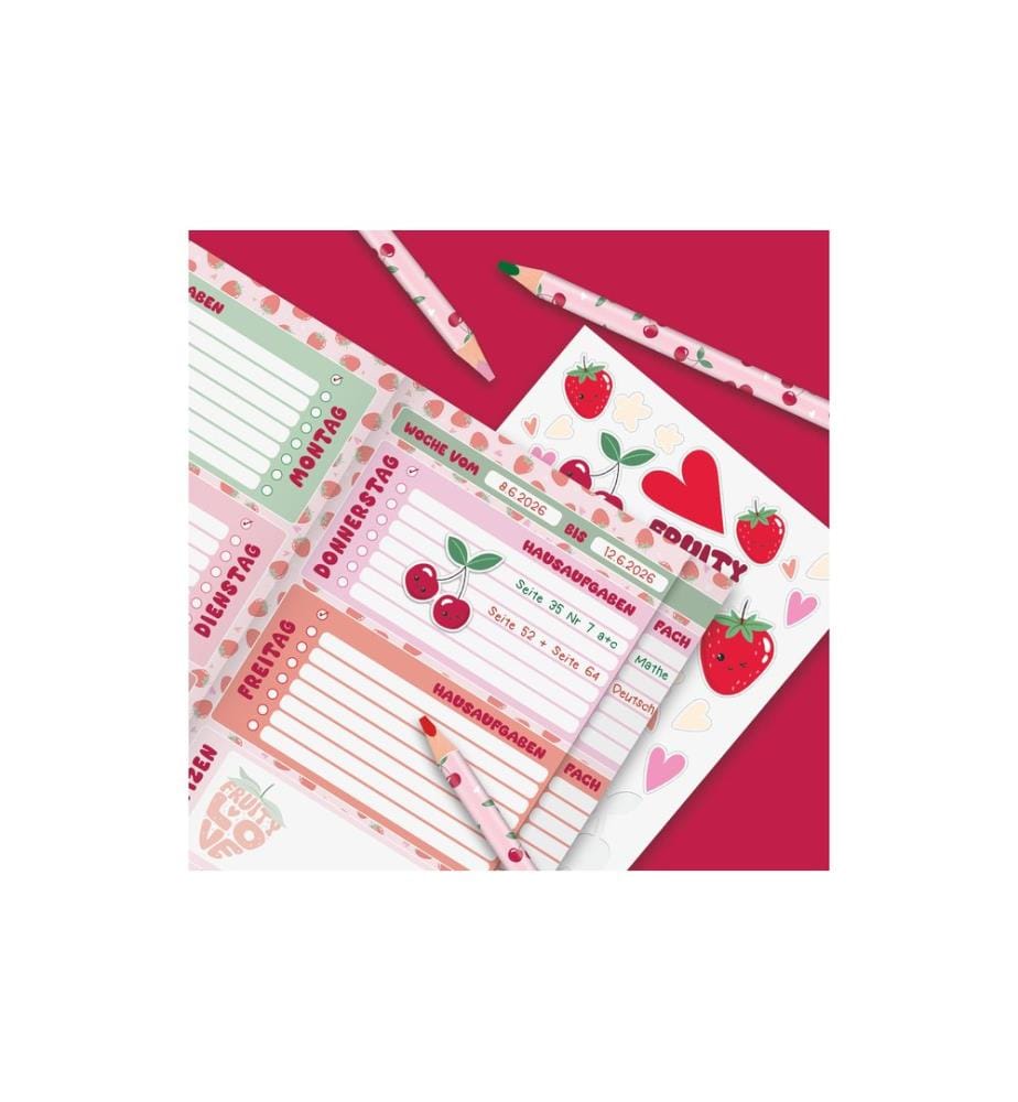 Brunnen Hausaufgabenheft Fruity Love A5, 48 Blatt