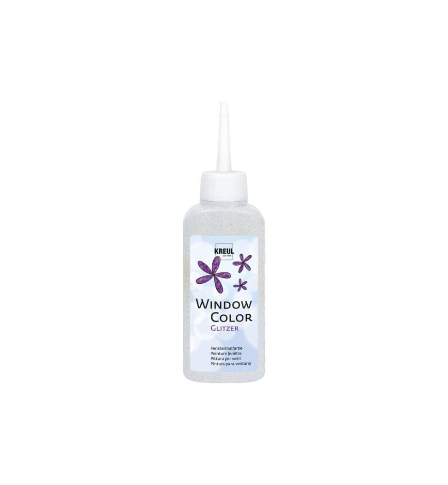 Vernice per vetri Kreul Window Color Glitter Argento, 80 ml