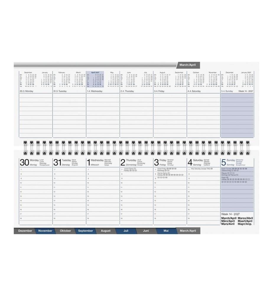 rido idé Agenda de table AC-Terminer 2027 307 x 105 mm, similicuir, noir
