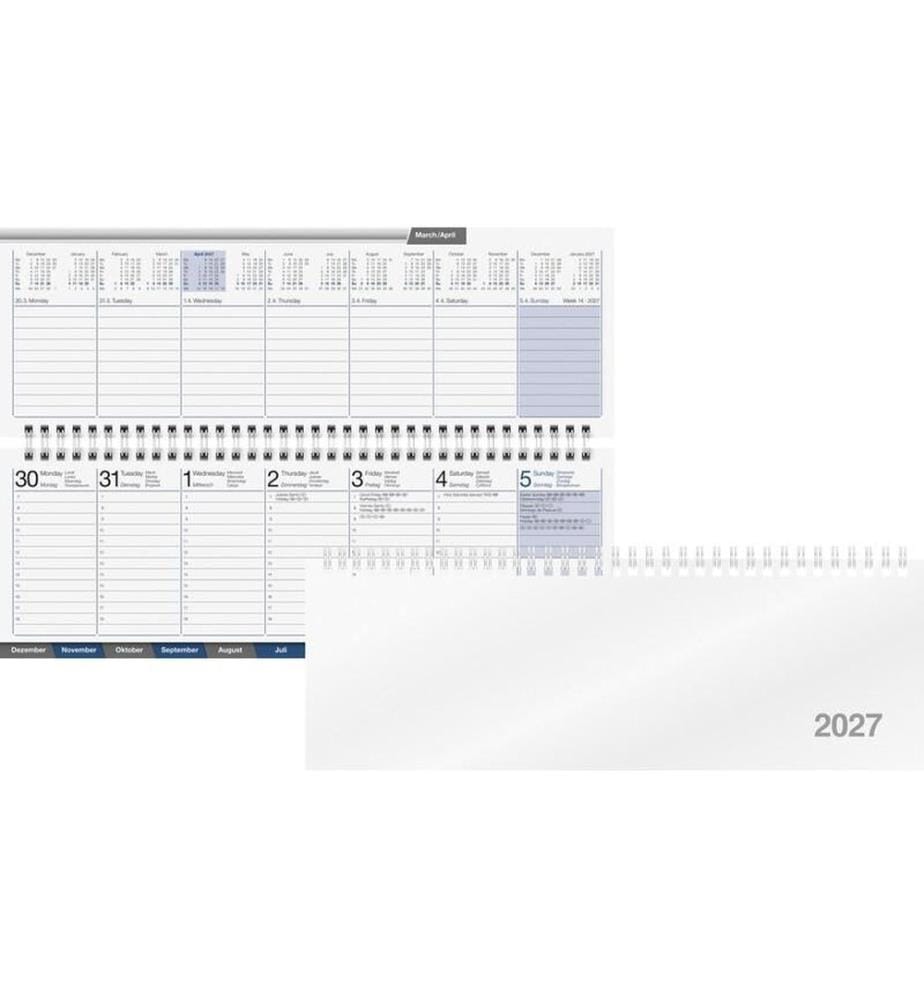rido idé Agenda de table AC-Terminer 2027, Blanc 307 x 105 mm, 1 semaine/2 pages