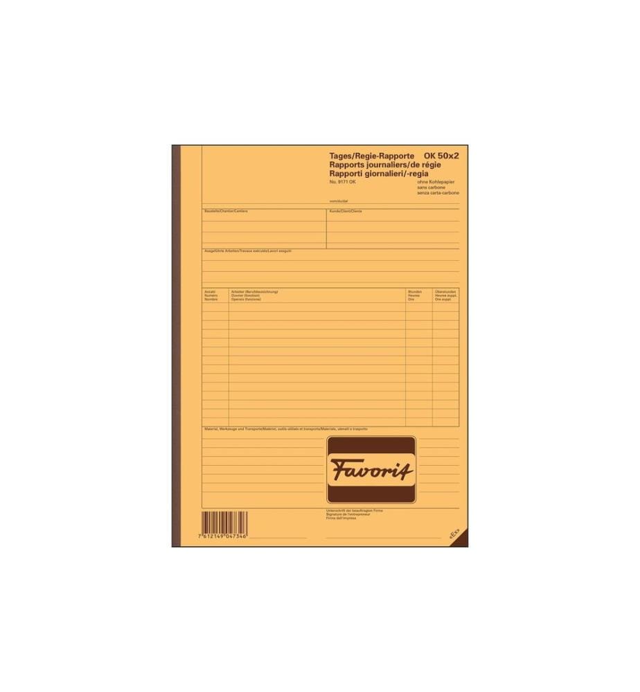 Favorit Bloc de duplication 220 x 297 mm, Rapports journaliers/de régie