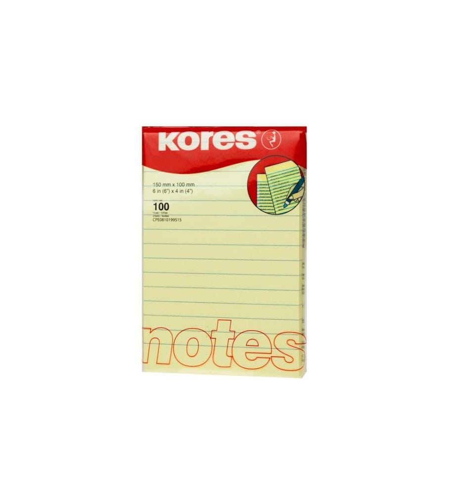Kores Notizzettel liniert 15 x 10 cm, Hellgelb