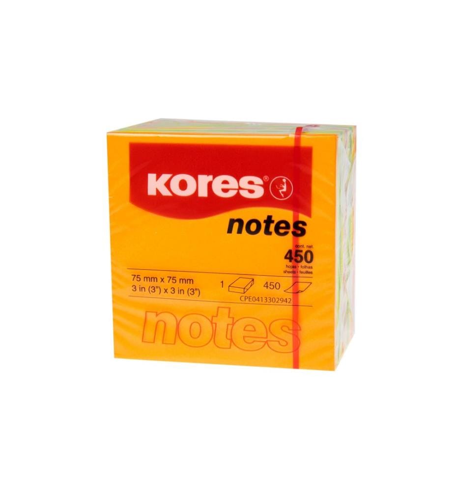 Kores Notizzettel Würfel Neon 7.5 x 7.5 cm, 450 Blatt