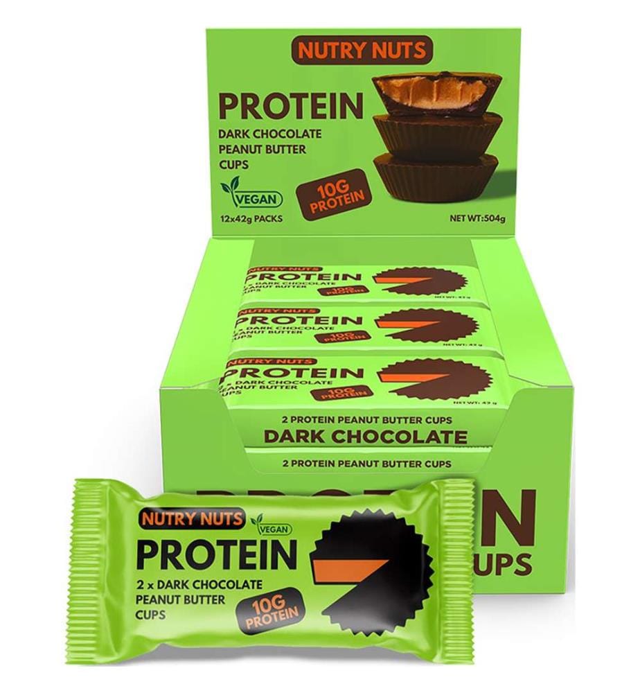 12x Nutry Nuts Dark Chocolate Peanut Butter Cups - 2x21g