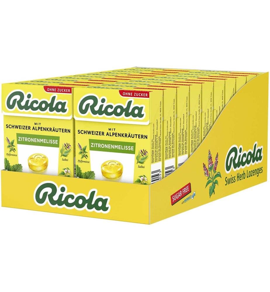 20x Ricola Boîte mélisse citronnée sans sucre - 50g