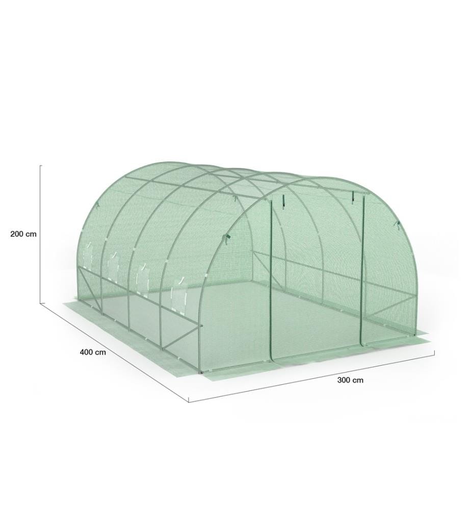 Serra a tunnel 12 m ² telone rinforzato 130 gr/m² - Verde