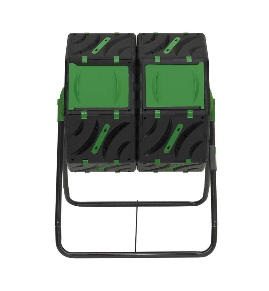 Bac de Compostage Rotatif Double Compartiments 140L - Noir et Vert