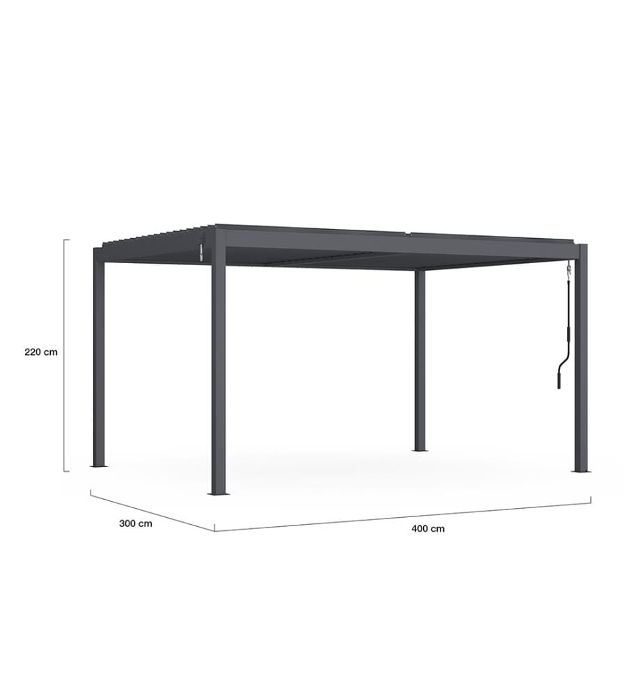 Pergola bioclimatique en aluminium 3x4m - Gris anthracite