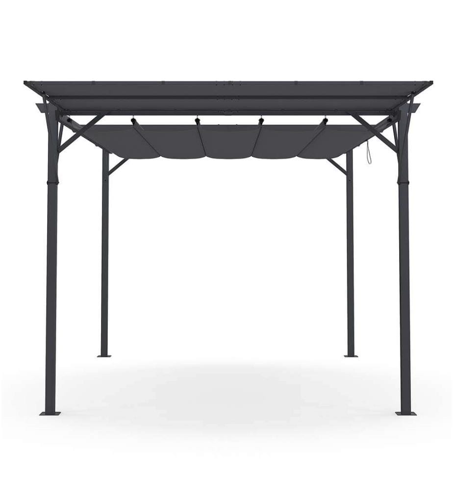 Marina steel pergola with retractable and tiltable roof 3x4m - Grey