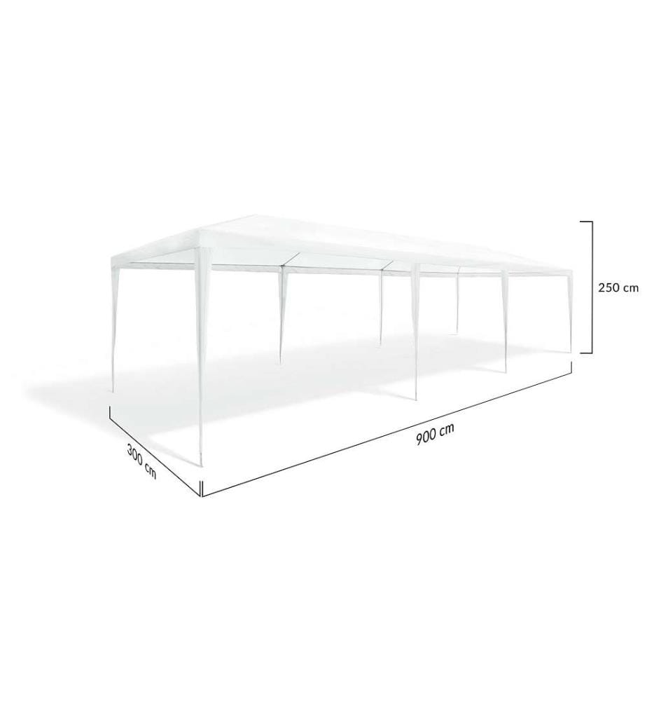 Outdoor party tent 3 x 9 m + 6 walls - White