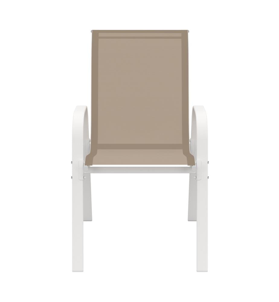 6er-Set stapelbare Gartenstühle - Weiss und Beige