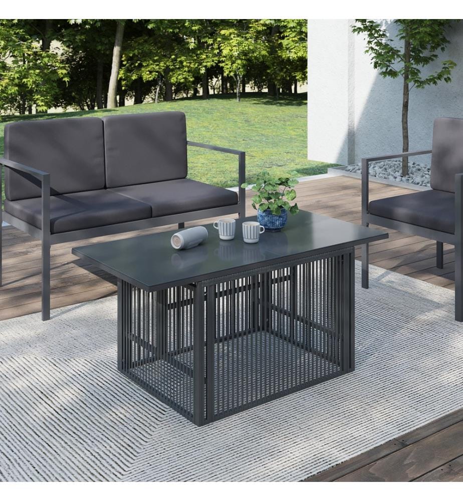 Klappbarer Gartentisch Ozéa 100cm gehärtetes Glas grau