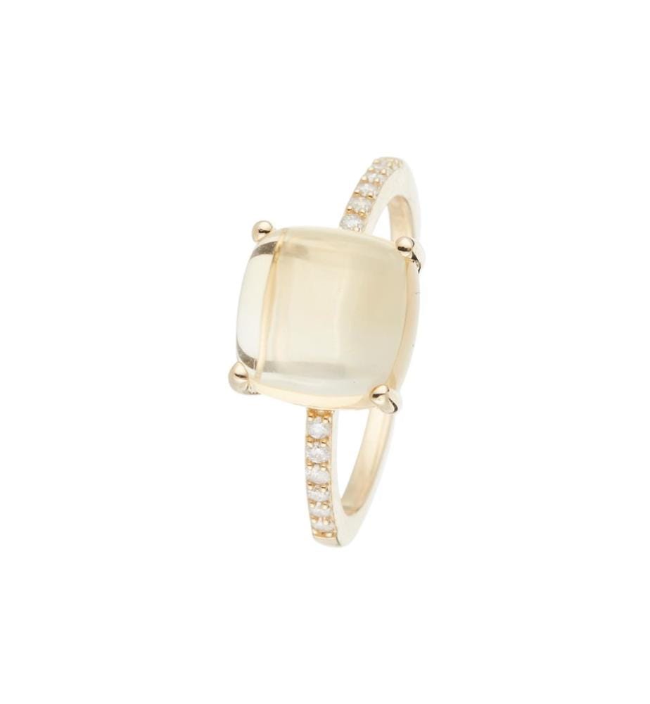 Bague Rose Dragée Citrine  - Or Jaune 375/1000