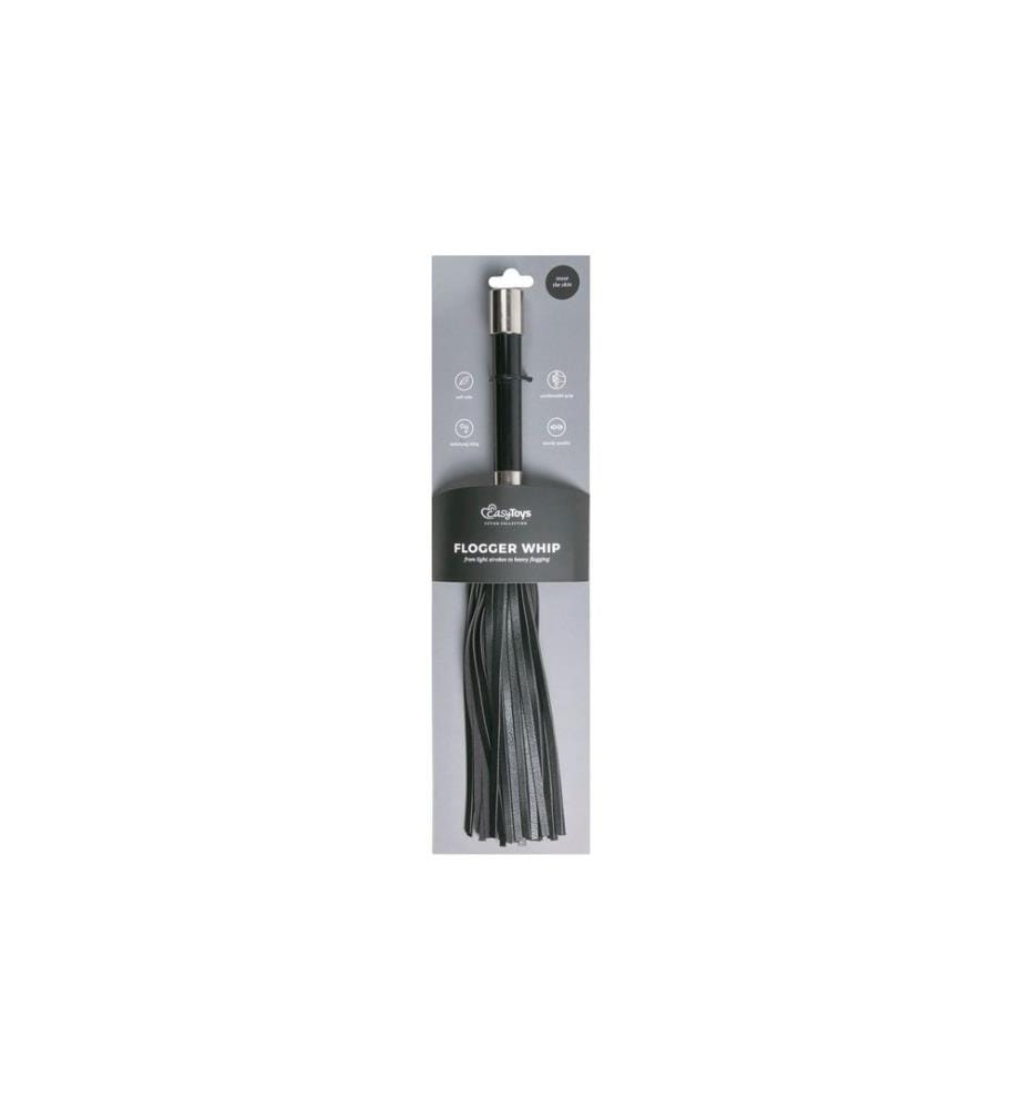 Easytoys Fetish Collection Riemenpeitsche mit Metallgriff Schwarz