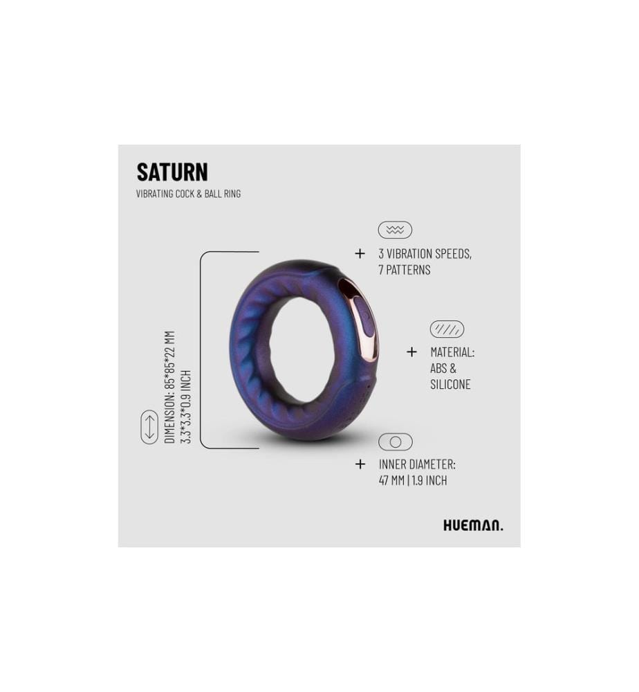 Anneau vibrant pour pénis/testicules Hueman Saturn Violet