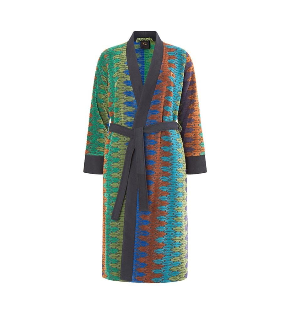 Kimono-Bademantel  – Lagune-Orange-Grün