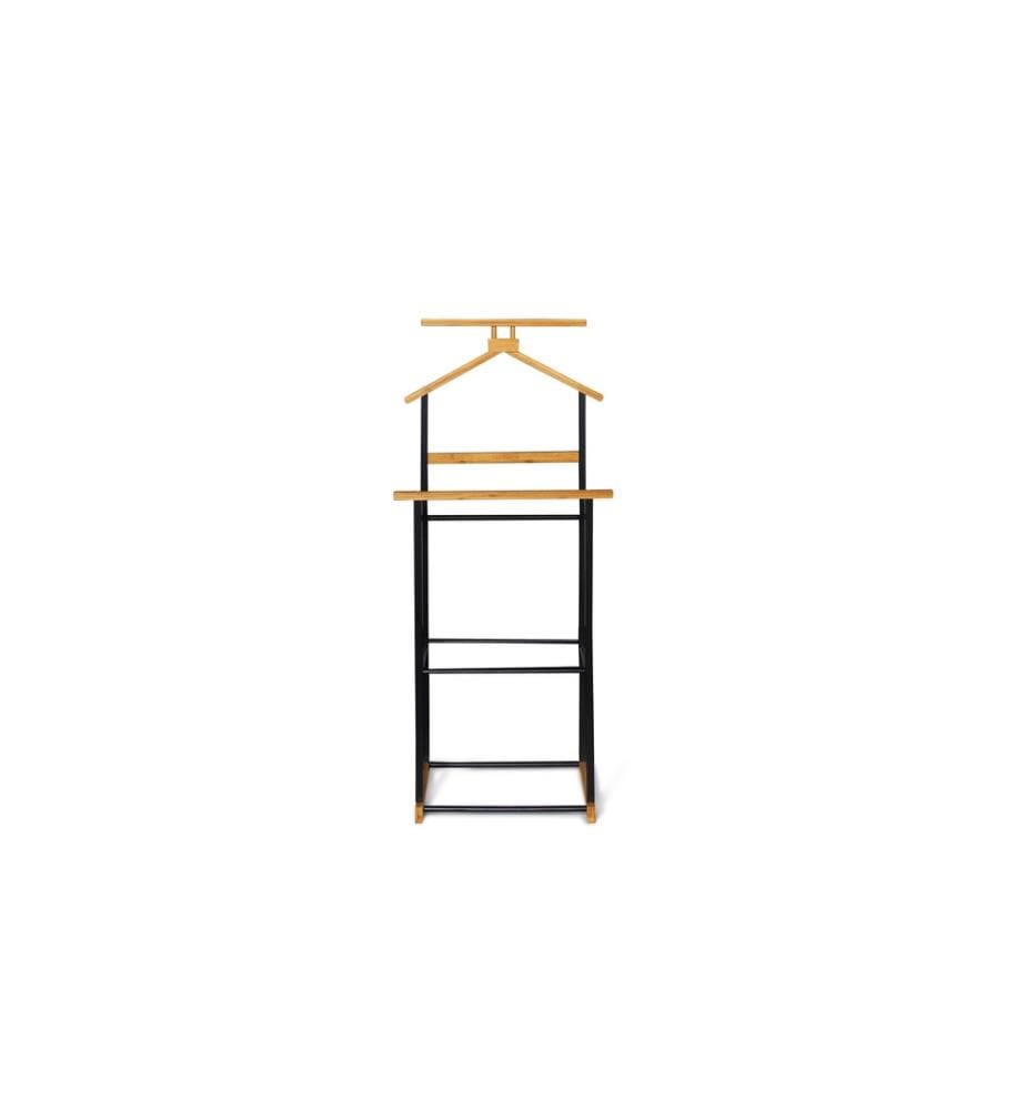 Valet de Chambre Double Portant - 49x40x110cm - Noir