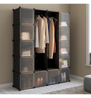 Armoire de rangement multifonction 12 cubes 143 x 36 x 178 cm - Noir