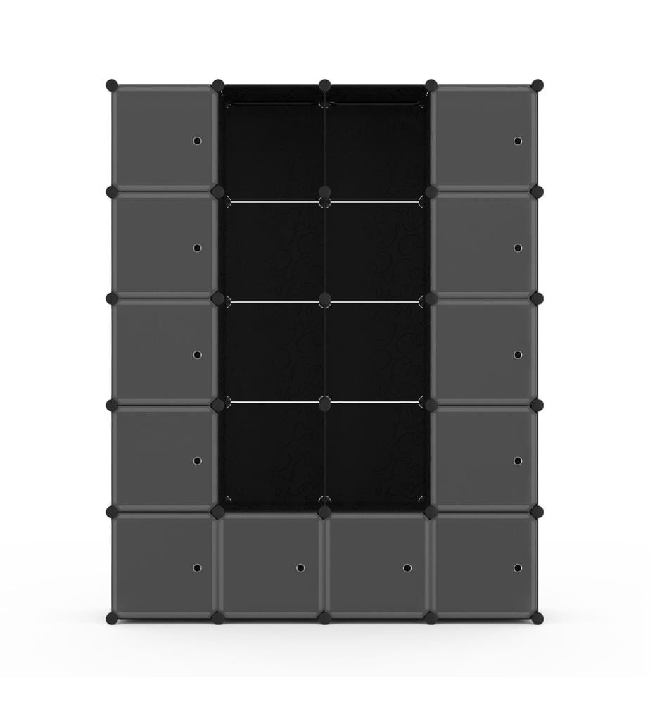 Armoire de rangement multifonction 12 cubes 143 x 36 x 178 cm - Noir