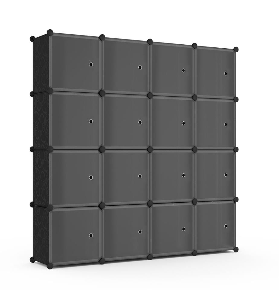Armoire de rangement multifonction 16 cubes 143x36x178cm - Noir