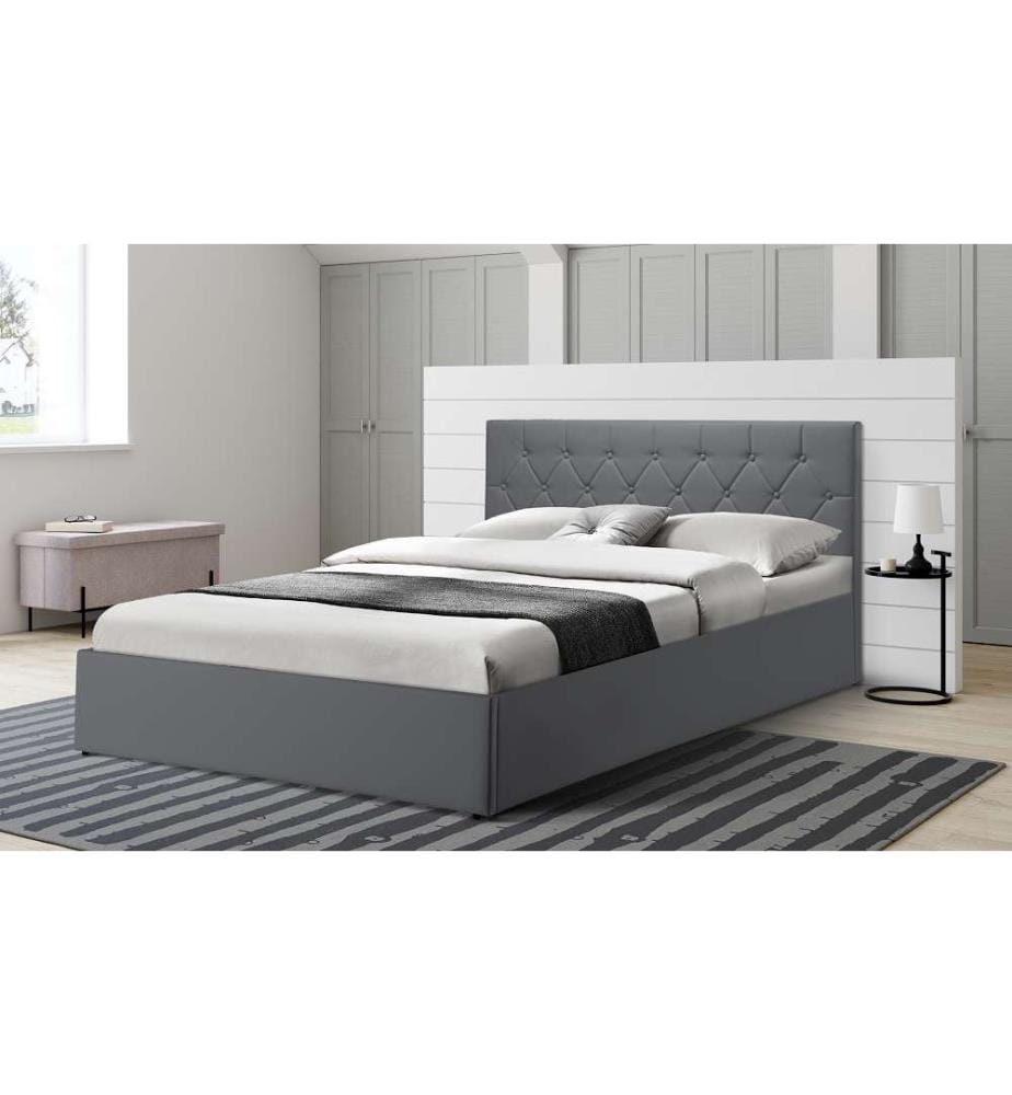 Lit Coffre avec Sommier Hannah 160x200cm - Gris