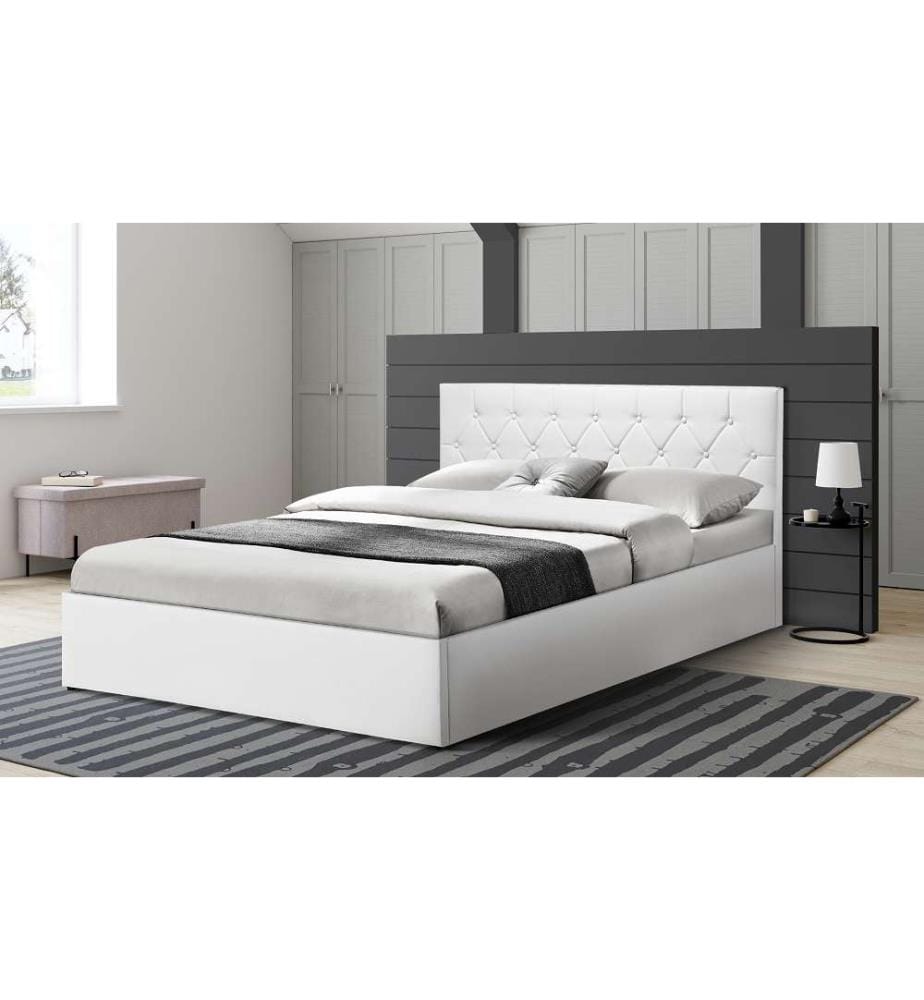 Lit Coffre avec Sommier Hannah 160x200cm - Blanc