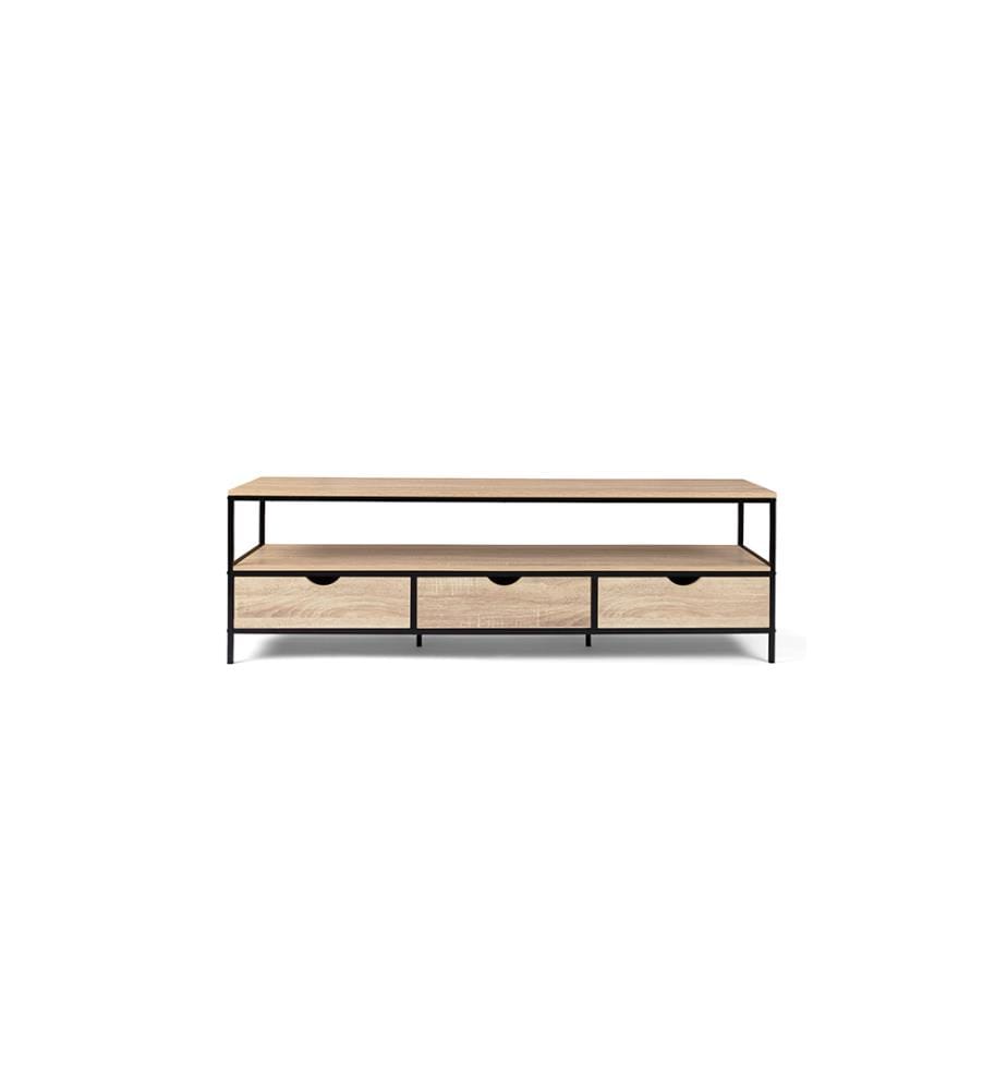 Meuble TV Memphis 160 x 40 x 50 cm - Bois & Noir