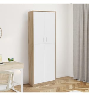 Armoire Mimosa 2 portes effet hêtre et blanc