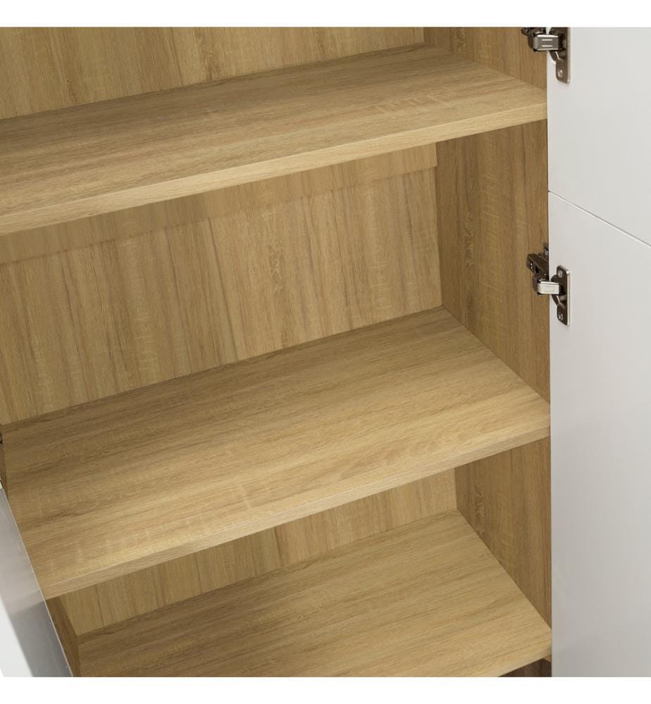 Armoire Mimosa 2 portes effet hêtre et blanc
