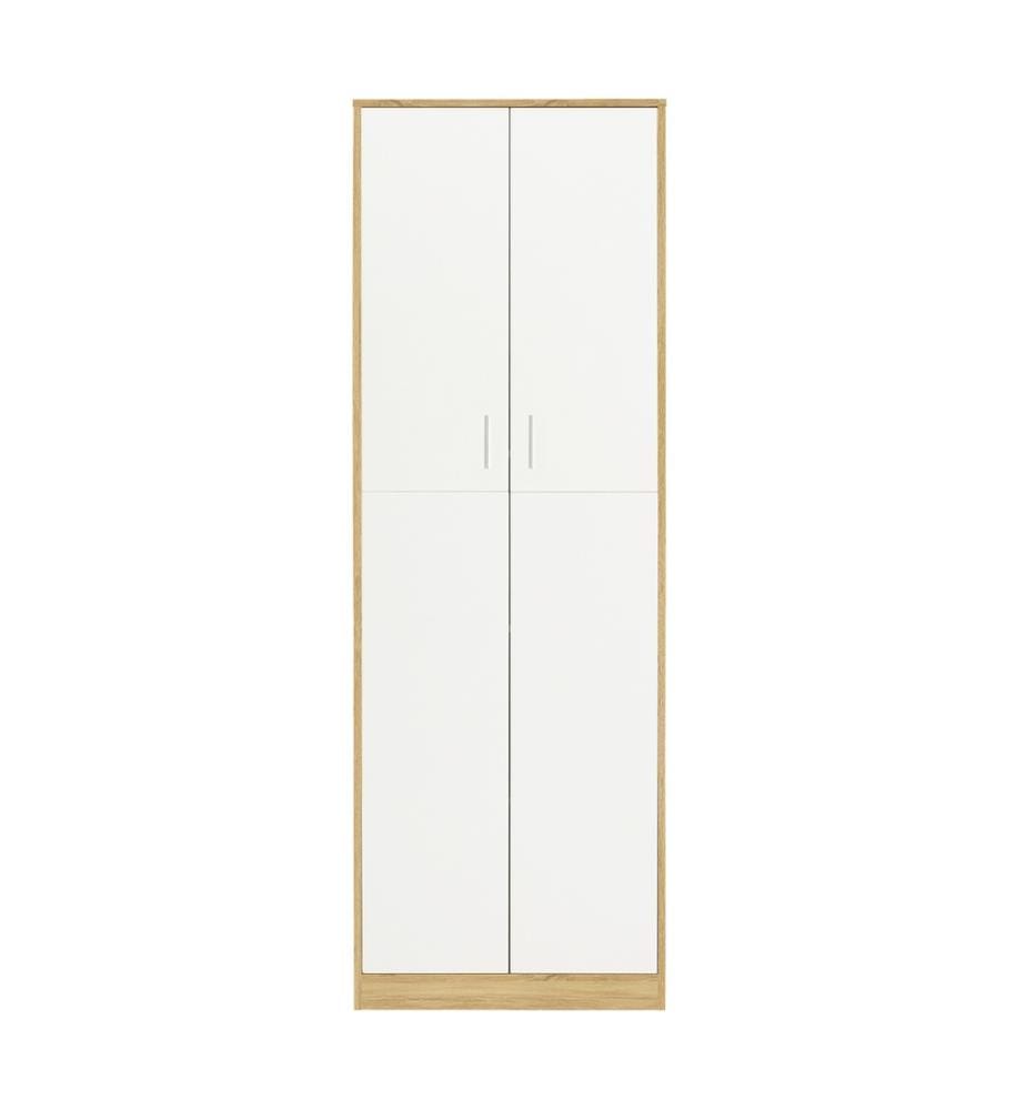 Armoire Mimosa 2 portes effet hêtre et blanc