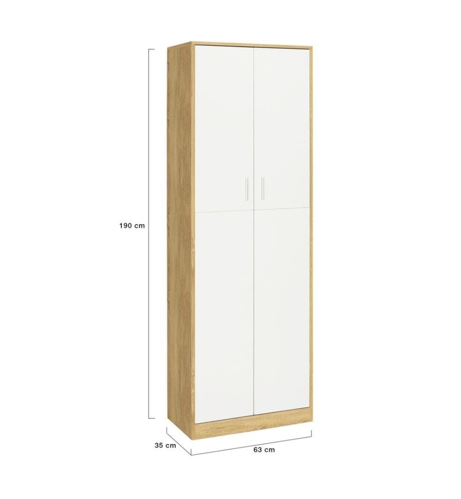 Armoire Mimosa 2 portes effet hêtre et blanc