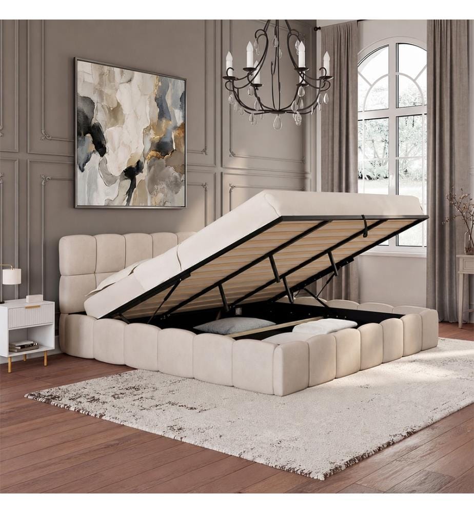 Lit coffre 180x200 cm - Bubble - Beige