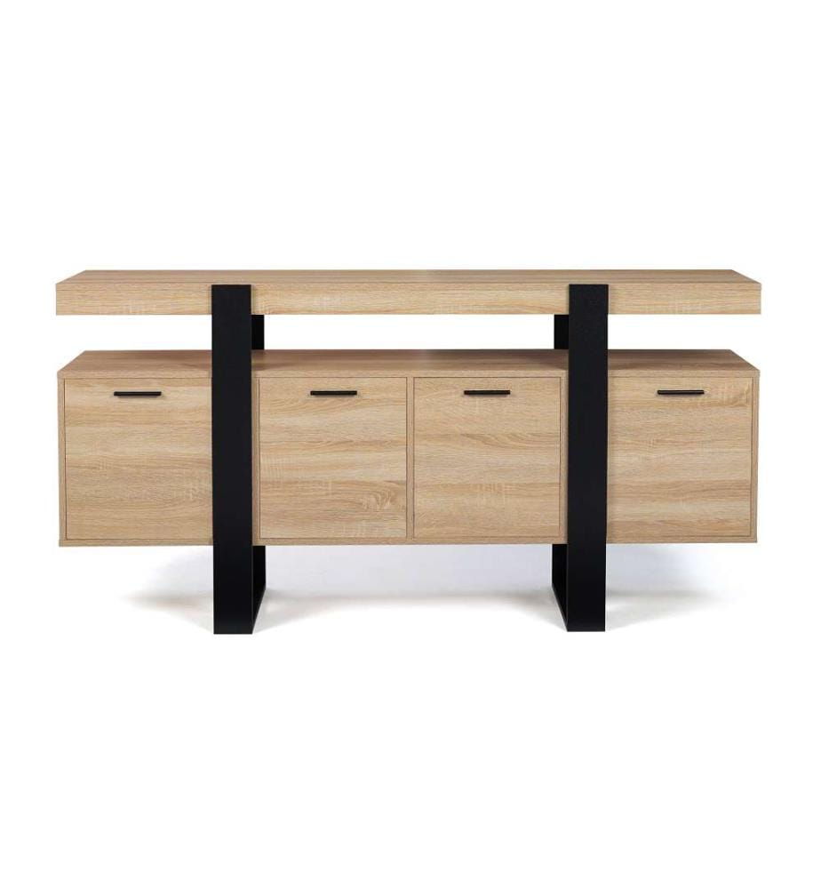 Buffet Brixton 160 x 40 x 80 cm - Brun Clair & Noir