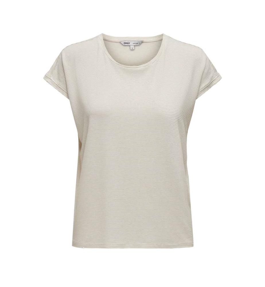 Top - Cloud Dancer Gold Lurex Stripe