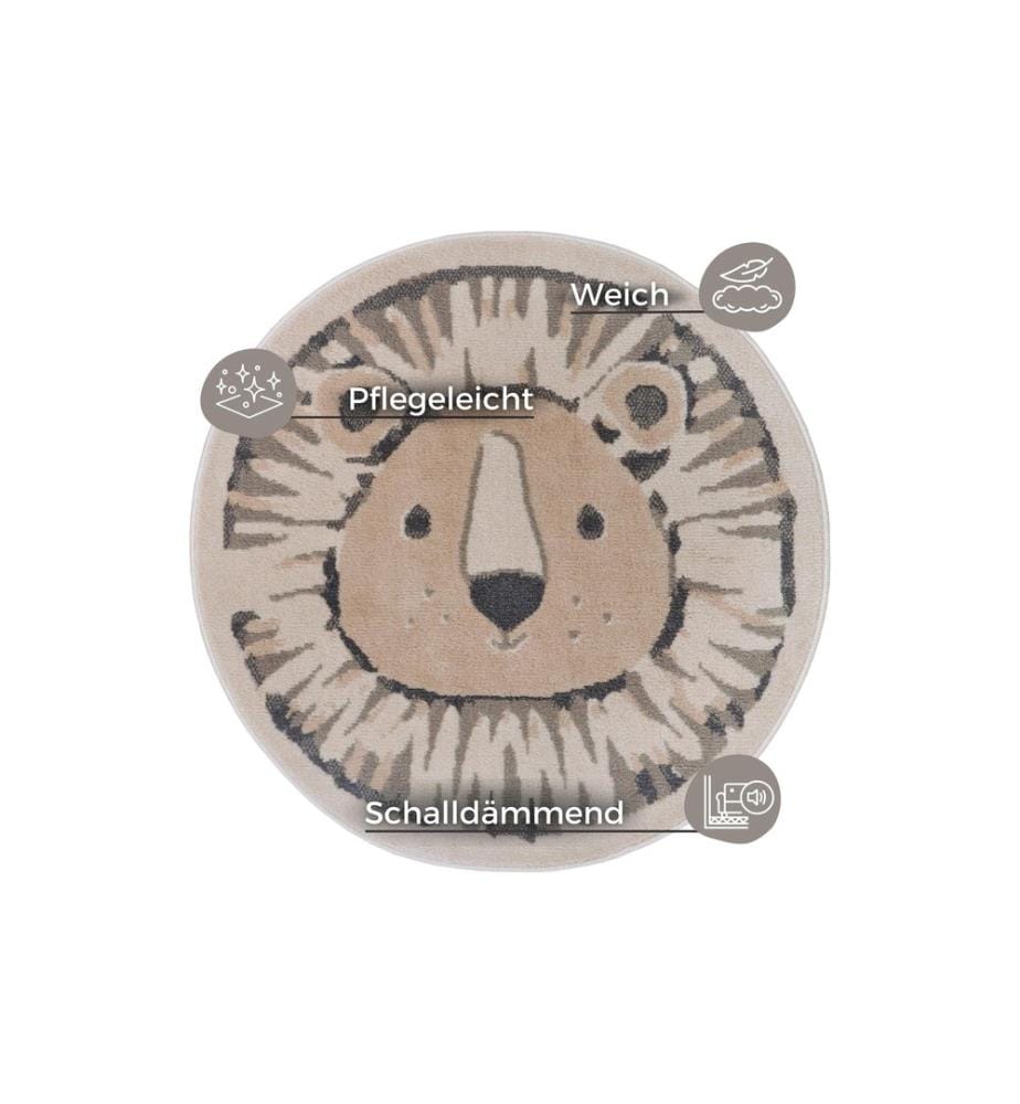 Tapis de jeu Hanse Home Lion 140 cm, Gris
