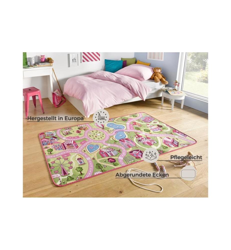 Hanse Home Tapis de jeu Sweet Town 140 x 200 cm, Rose