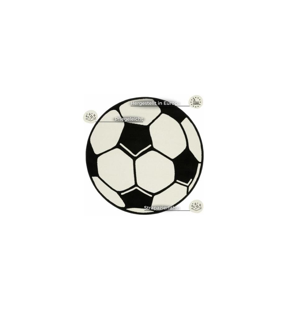 Hanse Home Spielteppich Football 150 cm, Weiss/Schwarz