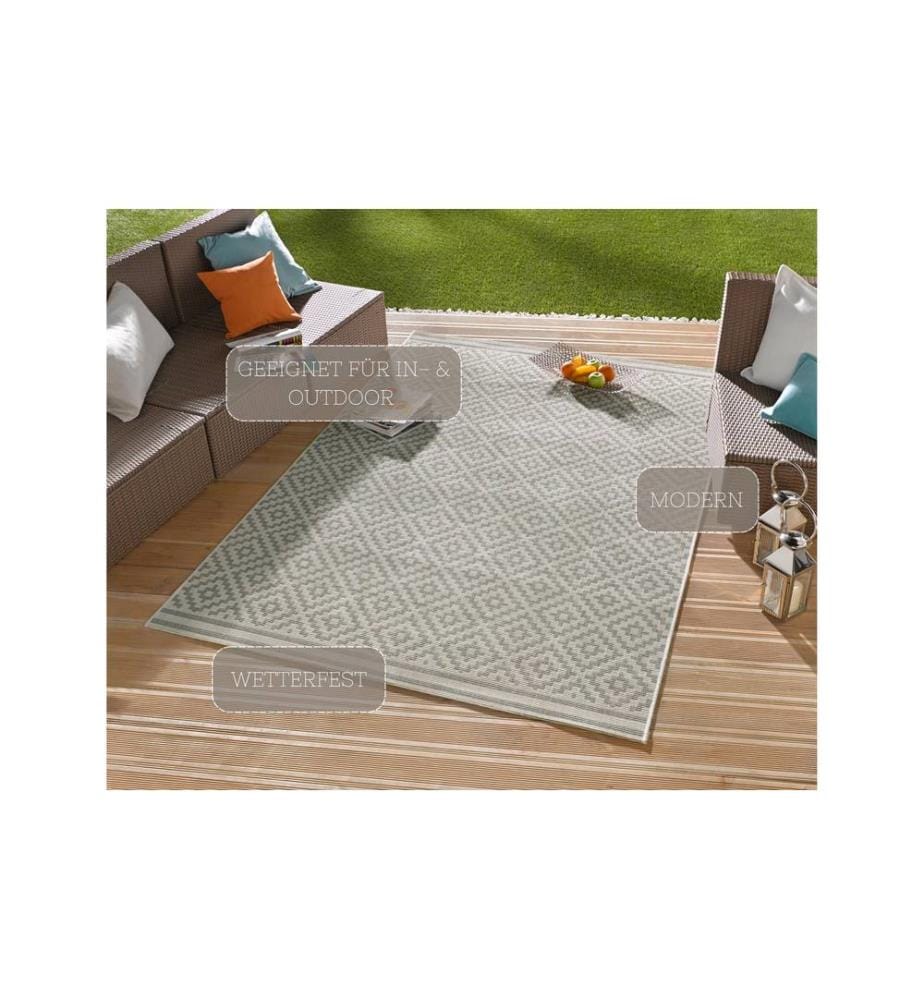 Hanse Home Raute In- & Outdoor Teppich 80 x 150 cm, Grau/Crème